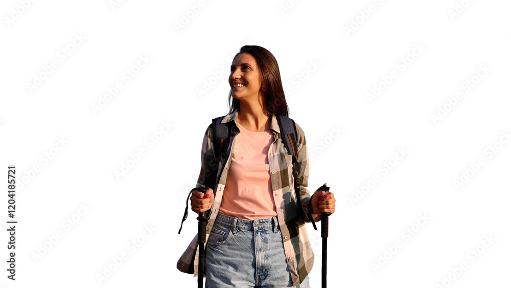 Beautiful girl enjoying the adventure of a mountain hike Beautiful girl enjoying the adventure of a mountain hike