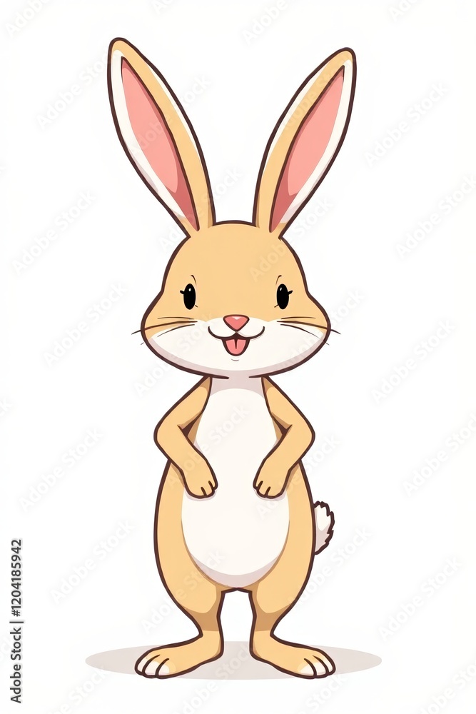 Fototapeta premium cartoon rabbit standing up with its arms crossed