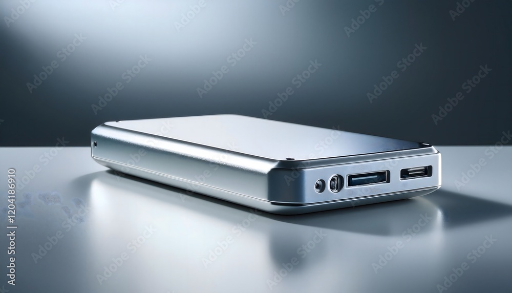 A silver cell phone sits on a table A silver cell phone sits on a table