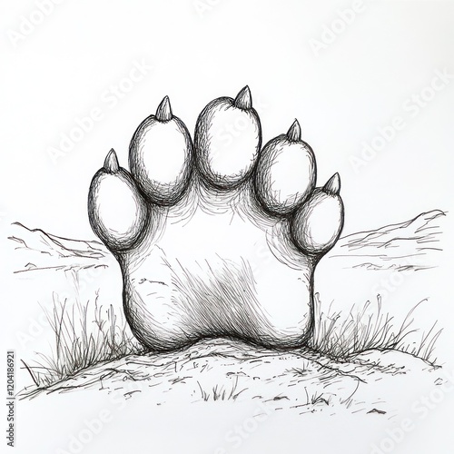 Wallpaper Mural Animal paw print, desert landscape, artistic drawing, for nature prints Torontodigital.ca