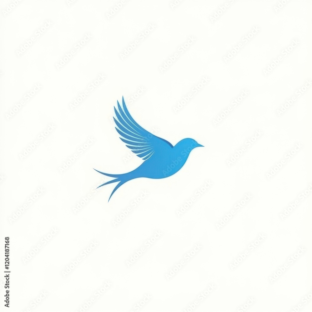 Simple blue bird in flight, abstract graphic Simple blue bird in flight, abstract graphic