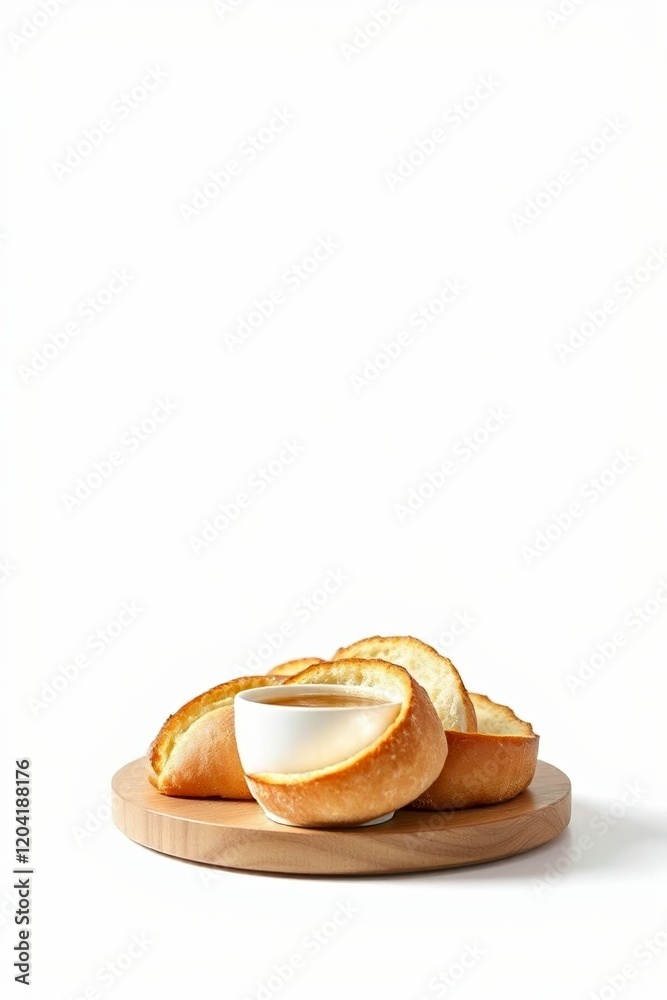 there is a plate with bread and a bowl of cream on it there is a plate with bread and a bowl of cream on it