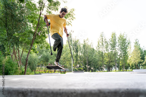 amputated skater spending time at the skatepark
