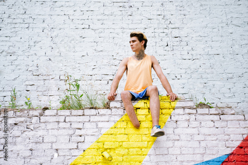 amputated parkour athlete spending time at the park