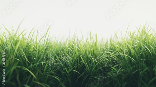 Vibrant green grass against white background