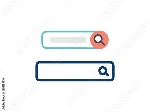 Search bar icon vector for Web UI design project  or  magnifying glass and microphone icon for voice search.