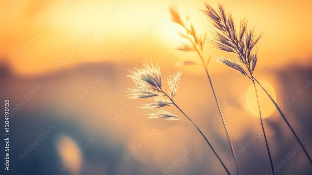 Wild grass swaying gently in the forest during sunset. Wild grass swaying gently in the forest during sunset.