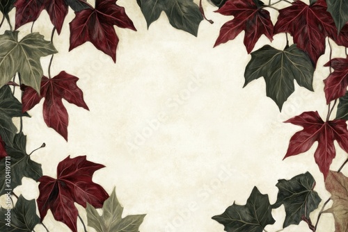 Intricate display of autumn leaves framing a serene background ready for artistic expressions and creative ideas