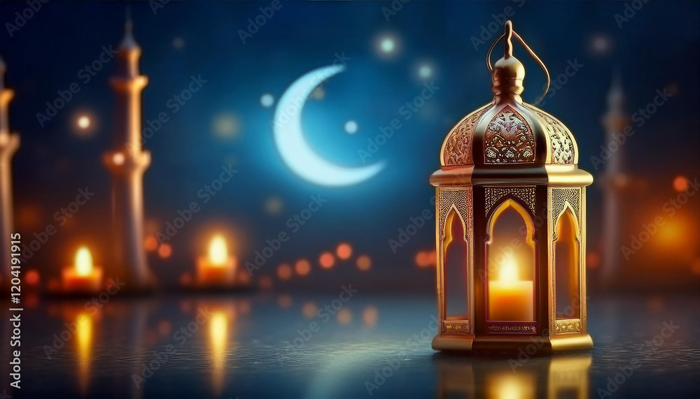 Beautifully Illuminated Mosque with Golden Domes and Minarets Under a Starry Night Sky with Hanging Lights Beautifully Illuminated Mosque with Golden Domes and Minarets Under a Starry Night Sky with Hanging Lights