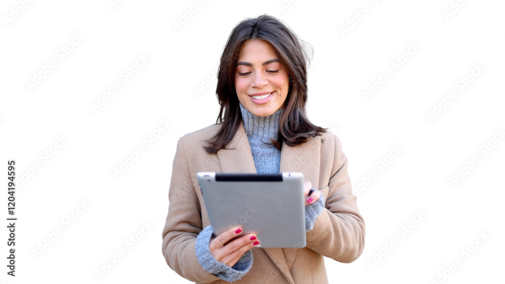 Female entrepreneur managing tasks on her tablet Female entrepreneur managing tasks on her tablet
