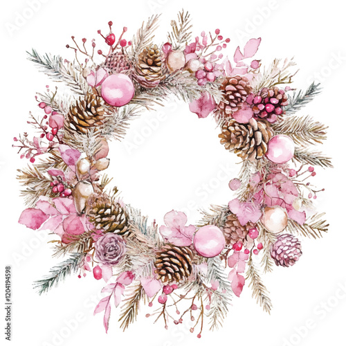 christmas wreath on white