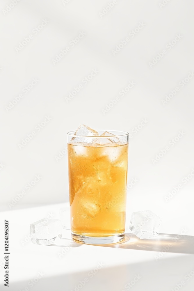 there is a glass of orange juice with ice on the table there is a glass of orange juice with ice on the table