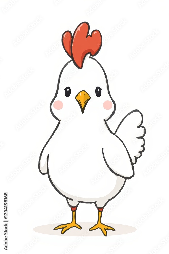 cartoon chicken with a red head and a white body cartoon chicken with a red head and a white body
