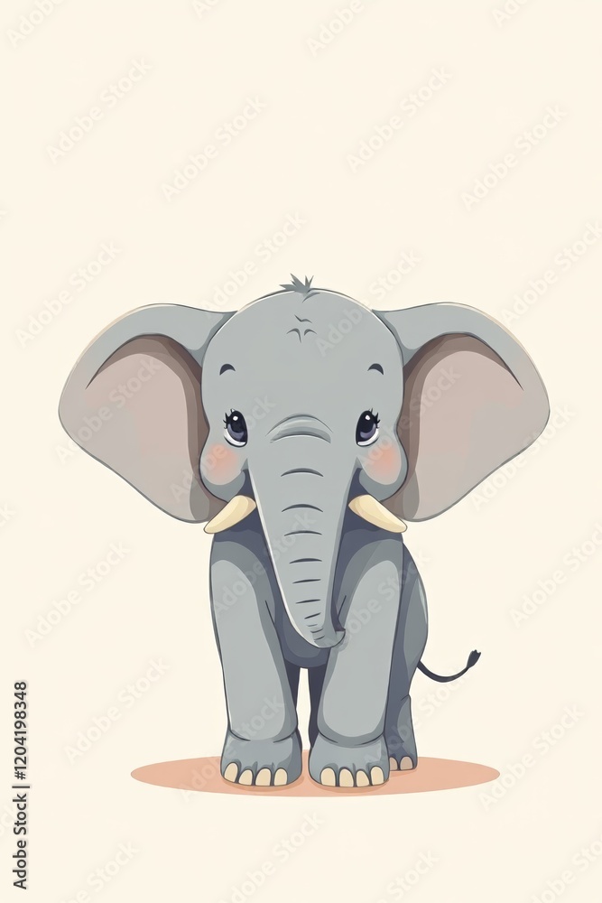 Fototapeta premium there is a cartoon elephant standing in front of a white background