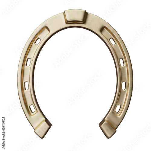 Horseshoe gold isolated on white, transparent. Talisman good luck and fortune symbol