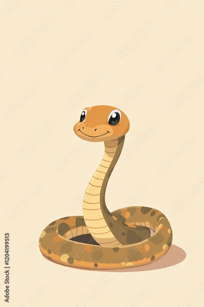 Fototapeta premium cartoon snake with a smile on its face and a long neck