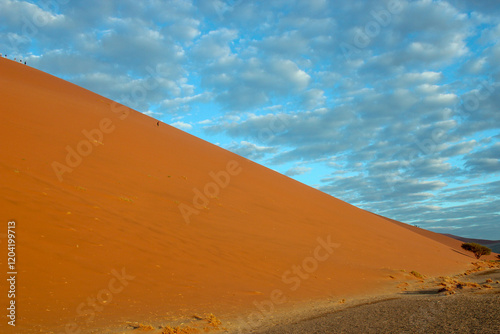 People walking down Big Daddy sand dune in Sossusvlei in the Namib Desert, Namibia 