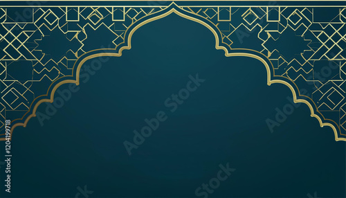 Beautifully Illuminated Mosque with Golden Domes and Minarets Under a Starry Night Sky with Hanging Lights
