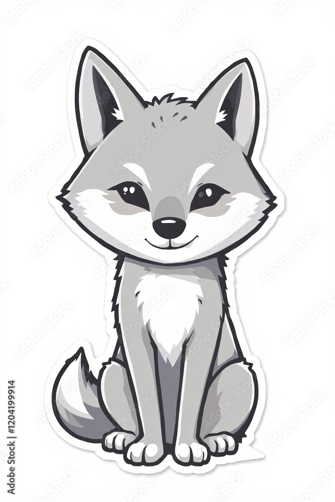 Fototapeta premium cartoon illustration of a cute little fox sitting down