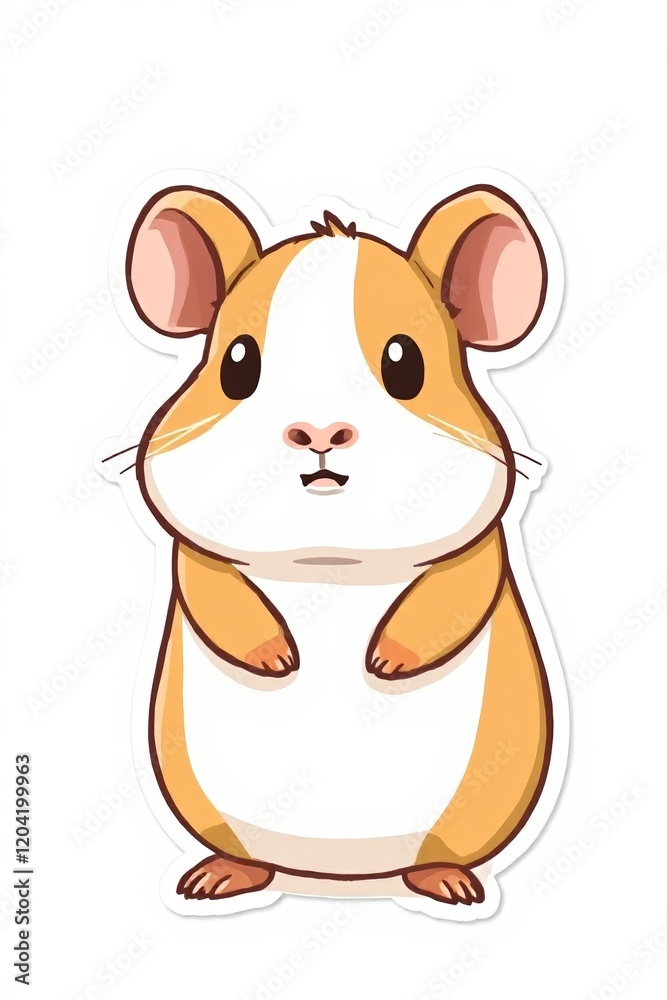 Naklejka premium a close up of a sticker of a small brown and white hamster