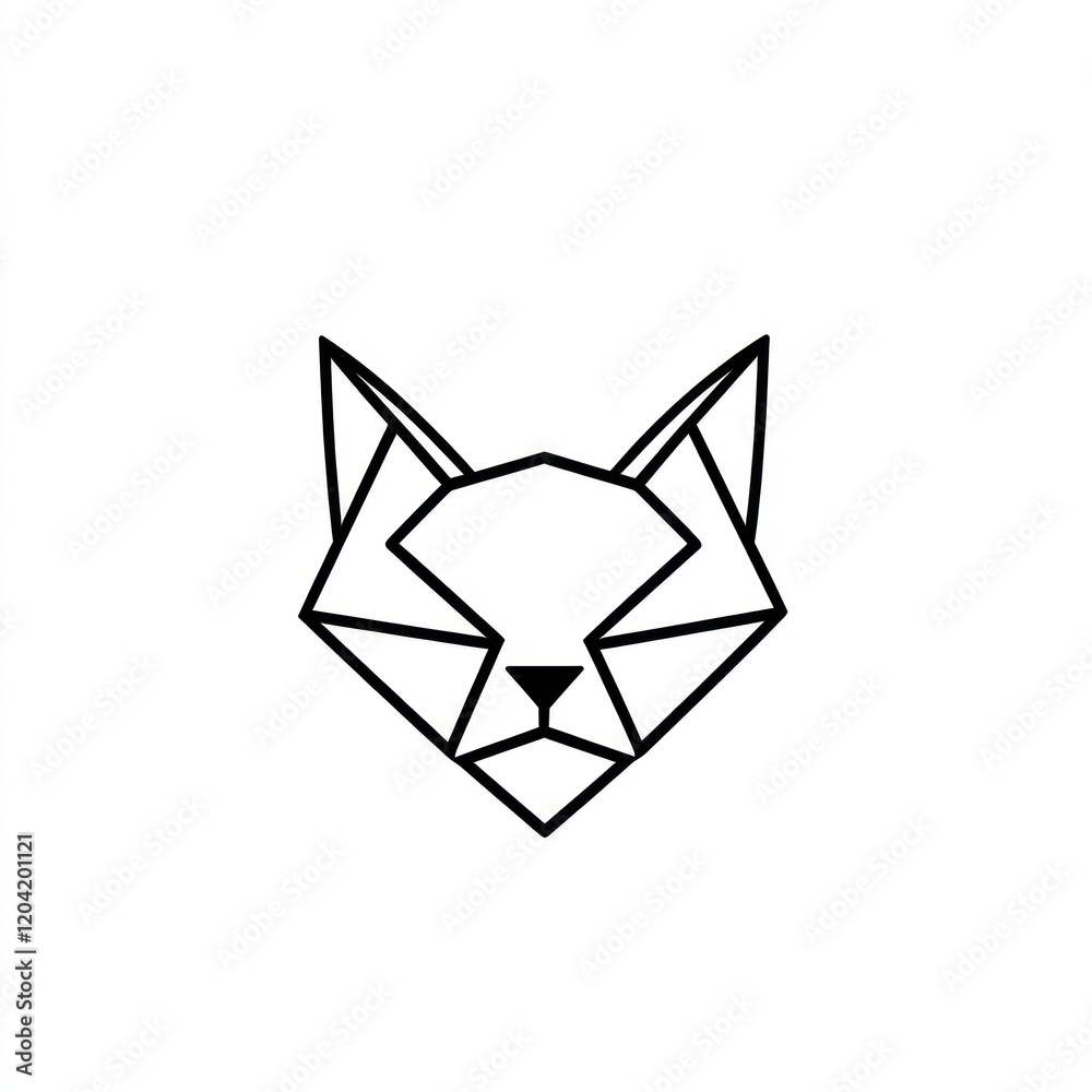 Geometric cat head design, minimalist, abstract, printable art, poster, logo Geometric cat head design, minimalist, abstract, printable art, poster, logo