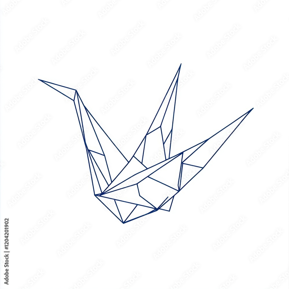 Abstract origami crane design, graphic illustration, artistic representation, possible use in print, web, or digital media Abstract origami crane design, graphic illustration, artistic representation, possible use in print, web, or digital media