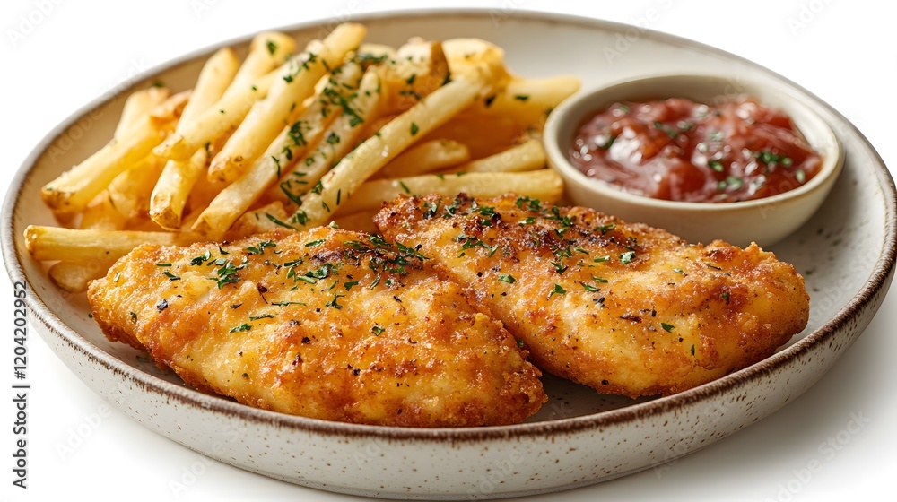 Realistic Plate of Crispy French Fries Realistic Plate of Crispy French Fries