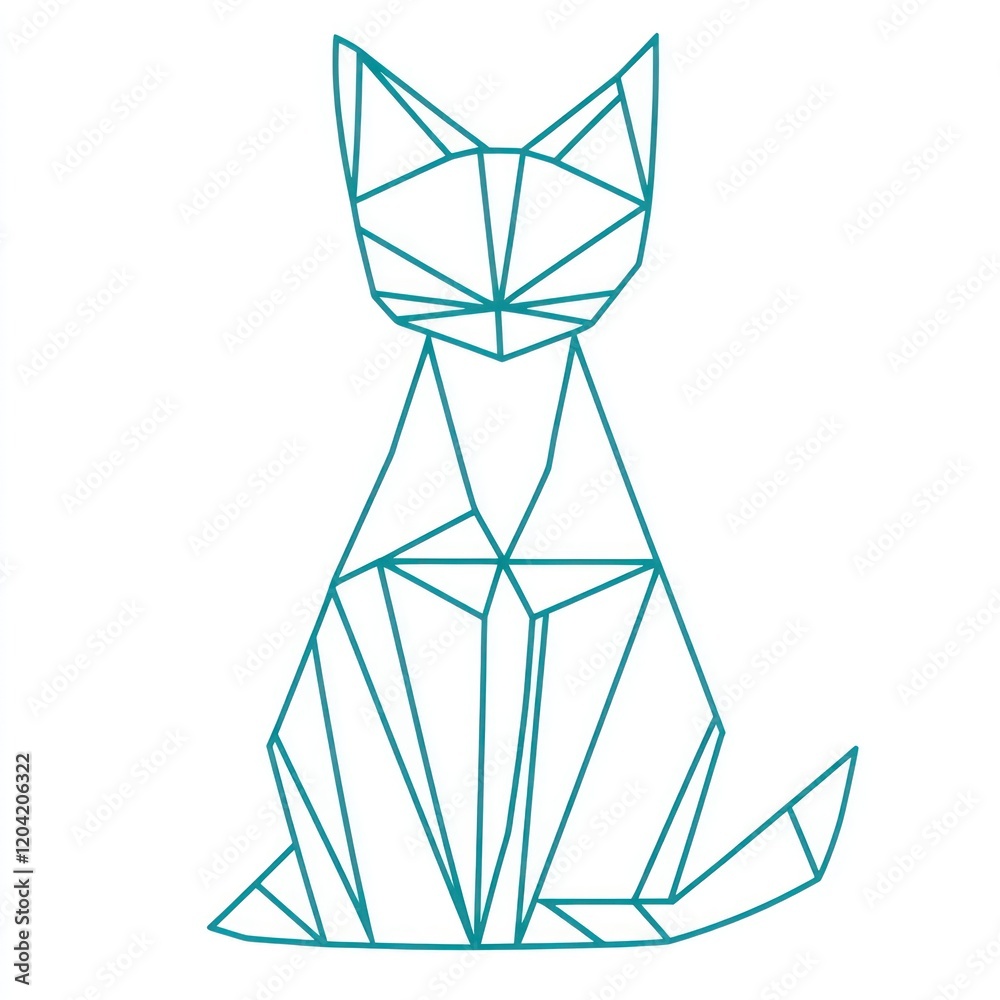 Geometric cat illustration, minimalist design, digital art, for print or web use Geometric cat illustration, minimalist design, digital art, for print or web use