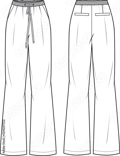 Womens Sweatpant flat sketch front and back