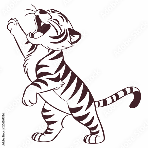 a cute tiger laughing dancing vector