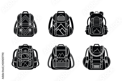 set of black and white bags