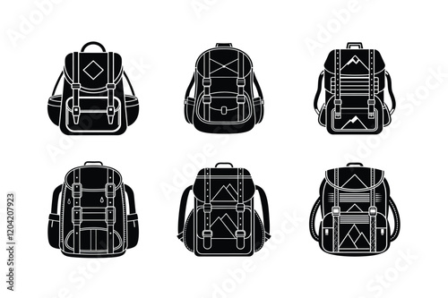 set of black and white bags