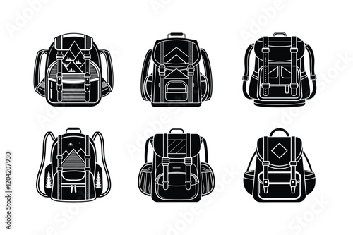 set of black and white bags