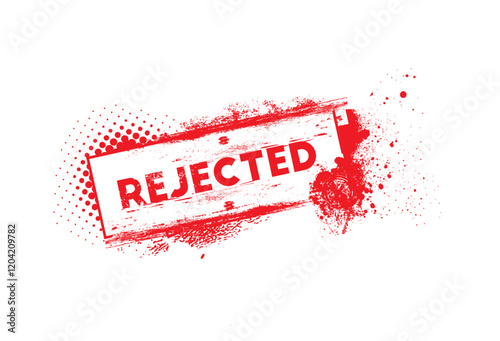 Rejected red ink rubber stamp sign symbol seal badge dusty grunge effect