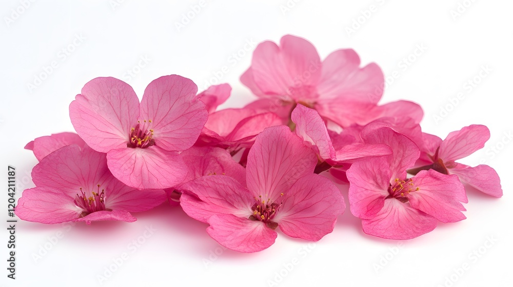 Delicate Pink Blossoms on White Background Delicate Pink Blossoms on White Background