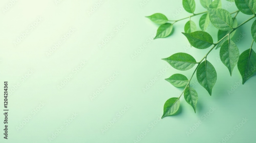 Serene Green Leaves on a Pastel Background A Botanical Image for Peaceful Design Projects Serene Green Leaves on a Pastel Background A Botanical Image for Peaceful Design Projects