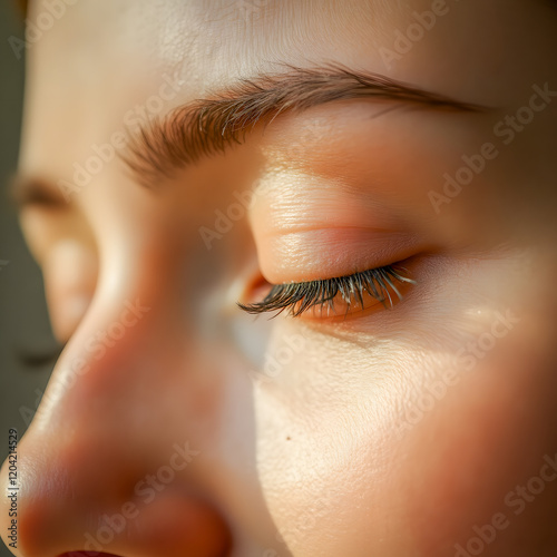 Close-Up of a Woman's Eye with Detailed Eyelashes and Skin Texture - Beauty and Skincare Concept