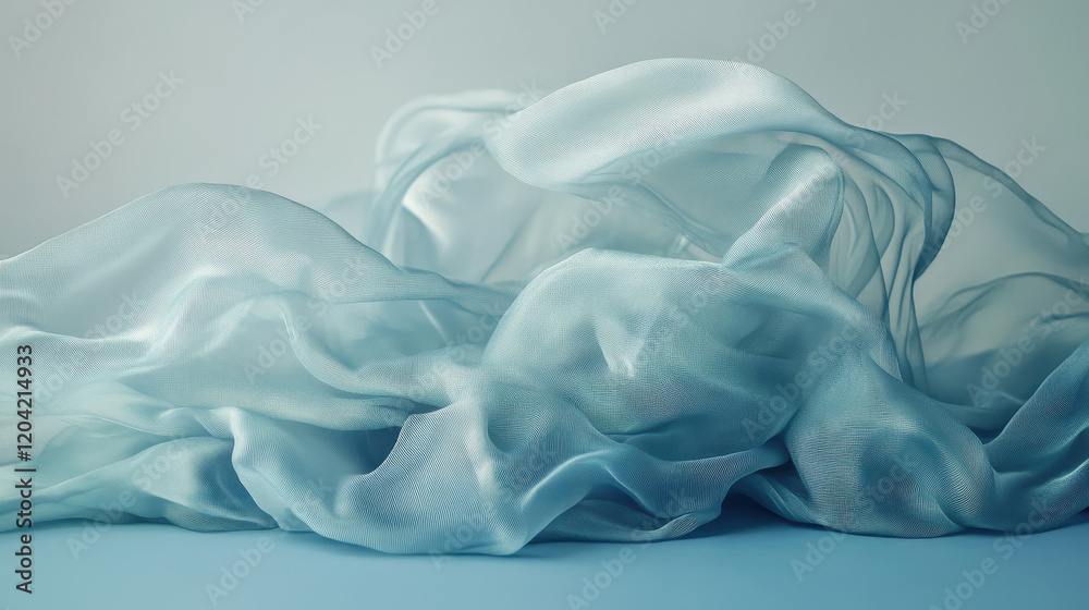 Obraz premium Abstract Draped Blue Silk Fabric Background