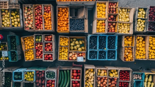 Wallpaper Mural Aerial view of fruit and vegetable crates on the street.
 Torontodigital.ca