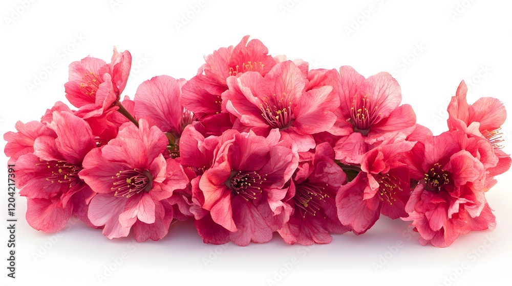 Pink Almond Blossom Flowers Isolated On White Background Pink Almond Blossom Flowers Isolated On White Background