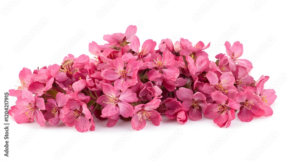 Fototapeta premium Delicate Pink Blossoms Cluster Isolated on White