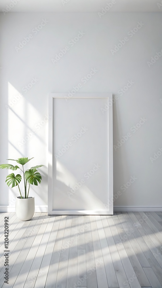 Fototapeta premium Modern living room interior background, wall mockup, 3d render