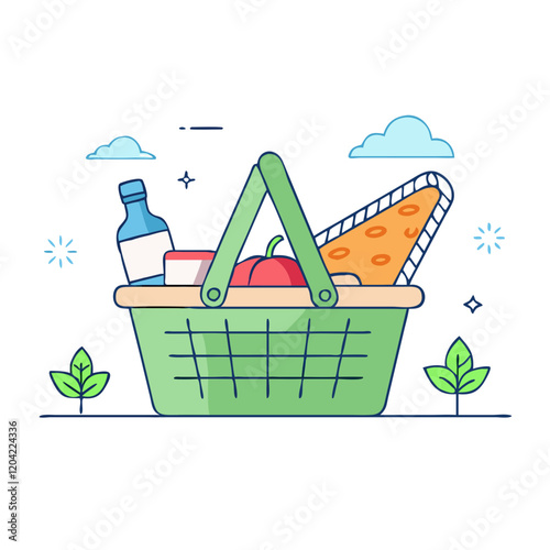 picnic basket icon, picnic basket vector illustration-simple illustration of picnic basket, perfect for picnic basket logos and icons