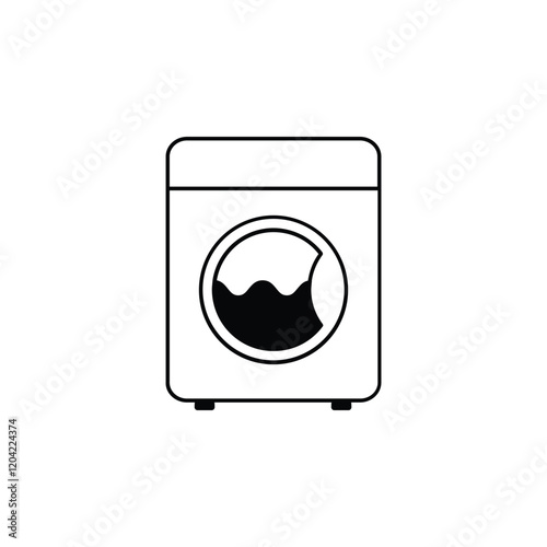 black and white washing machine icon