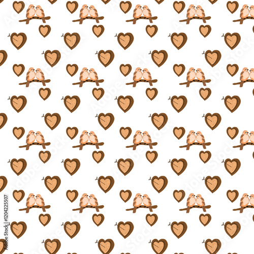 
A backdrop featuring two lovebirds sitting on a branch, surrounded by rustic wooden elements, heart rings, a swing and a lantern. This cozy woodland-themed design is perfect for Valentine's Day, roma