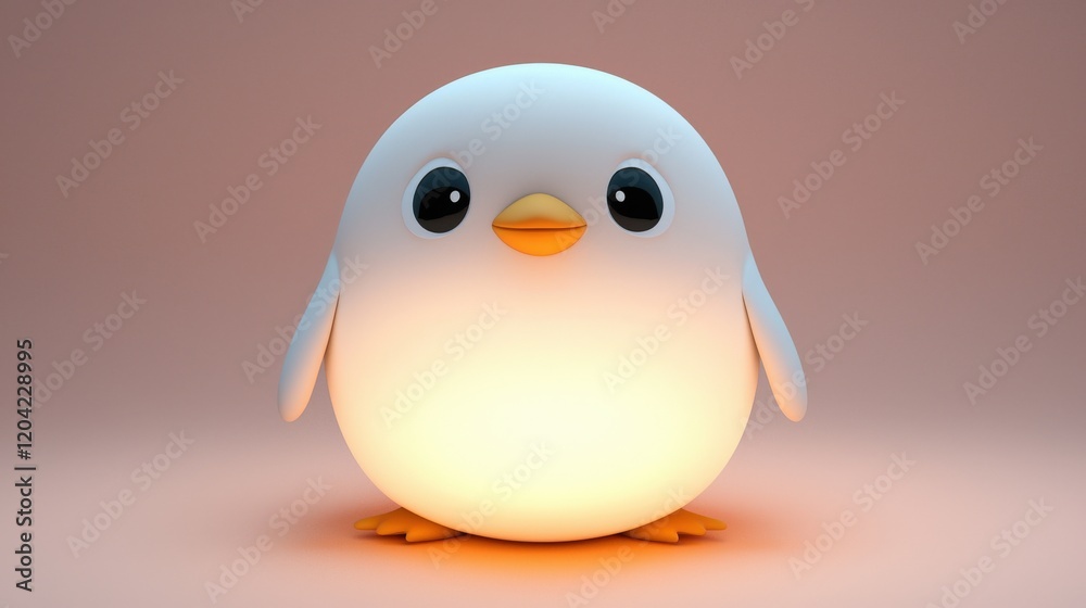 Fototapeta premium Cute Minimalistic Penguin Character with Simple Expression and Soft Glow
