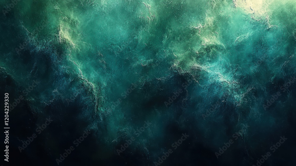 Obraz premium Abstract swirling teal and dark blue background with ethereal textures, ideal for digital design use