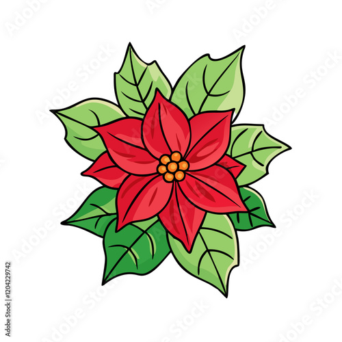 poinsettia christmas icon, poinsettia christmas vector illustration-simple illustration of poinsettia christmas, perfect for poinsettia christmas logos and icons