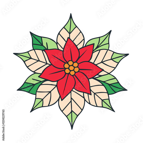 poinsettia christmas icon, poinsettia christmas vector illustration-simple illustration of poinsettia christmas, perfect for poinsettia christmas logos and icons