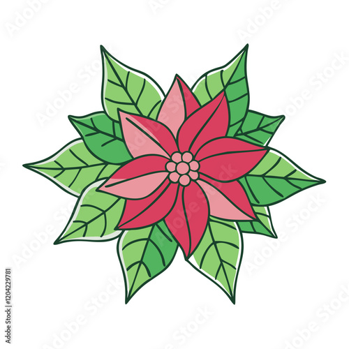 poinsettia christmas icon, poinsettia christmas vector illustration-simple illustration of poinsettia christmas, perfect for poinsettia christmas logos and icons
